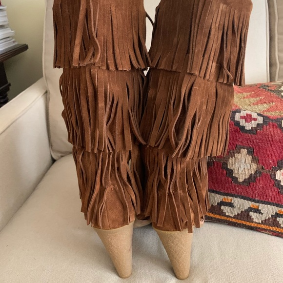 Michael Kors Suede Sassy Cowgirl Fringe Boots - Picture 2 of 3